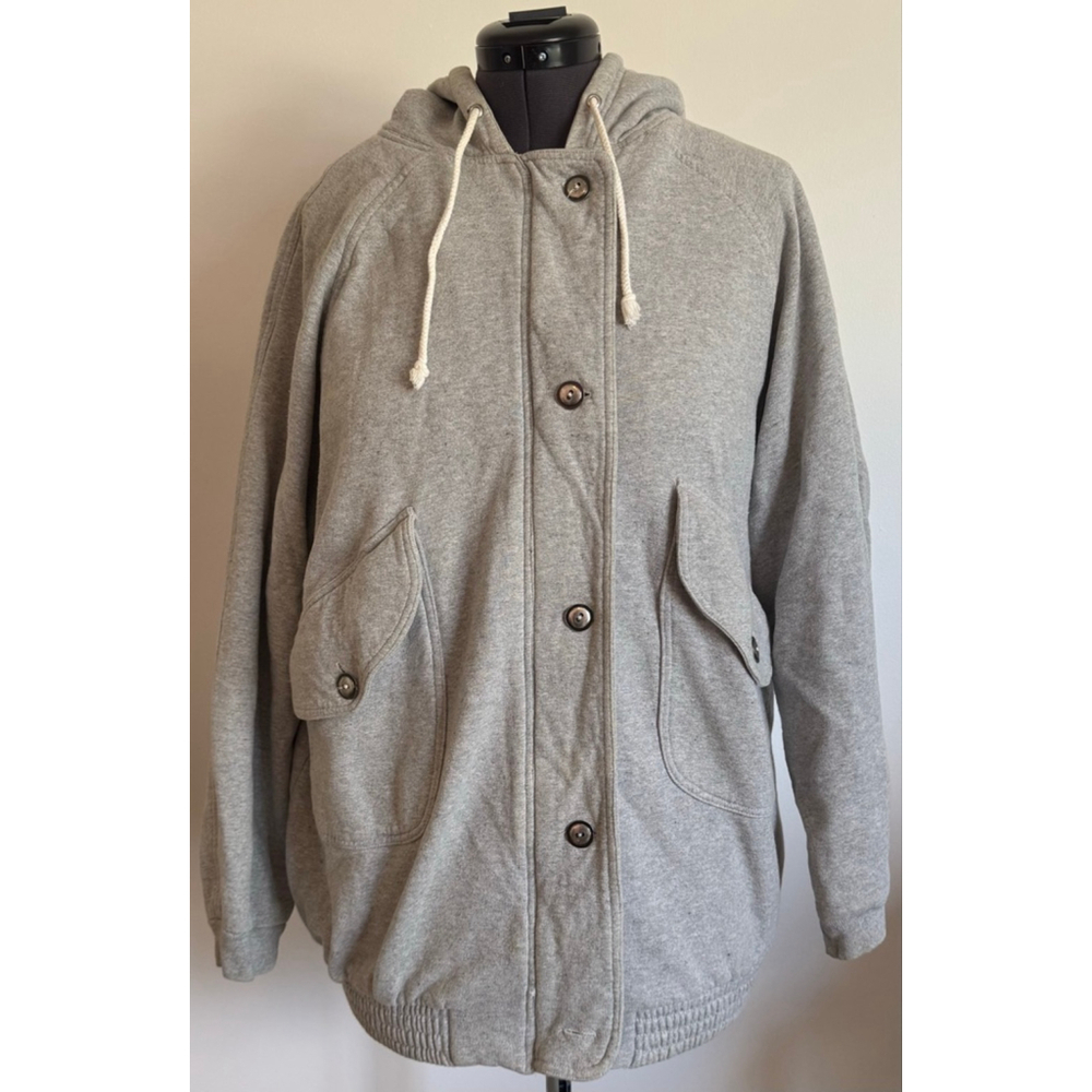 Women's Moda Intl Hoodie Jacket Gray/White Size M/L